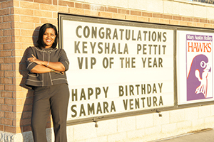 Keyshala Petitt Confidence after being recognized as volunteer of the year